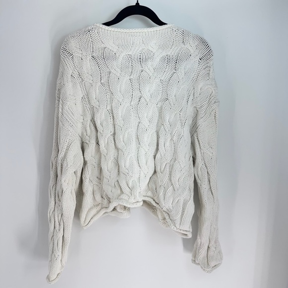 Honey Mango Cable Chunky Knit Crewneck Sweater - Picture 2 of 3